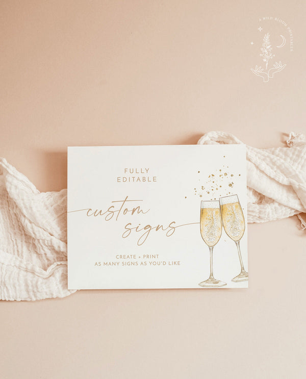 Brunch and Bubbly Custom Signage Template | Customizable Shower Signs | Editable Template | Modern Minimalist Bridal Brunch Shower Sign | B2
