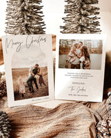 Photo Christmas Card Template | Boho Holiday Card