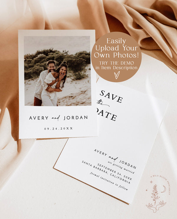 Photo Save the Date Invitation Template | Modern Save the Date | Minimalist Save the Date | Boho Save the Date Cards | Editable Template M5