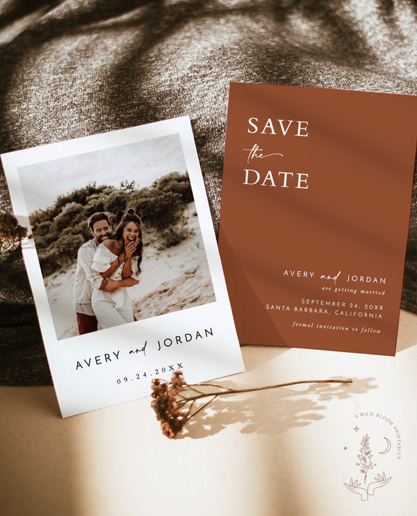 Photo Save the Date Invitation | Modern Terracotta Save the Date | Minimalist Save the Date | Boho Save the Date Card | Editable Template M5