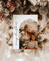 Photo Christmas Card Template | Boho Holiday Card | Minimalist Christmas Card | Merry Christmas | Arch Christmas Card | Editable Template M9