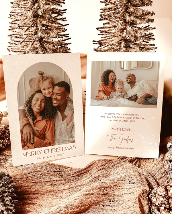 Photo Christmas Card Template | Terracotta Christmas Card | Boho Christmas Card | Merry Christmas | Boho Holiday Card | Editable Template M7