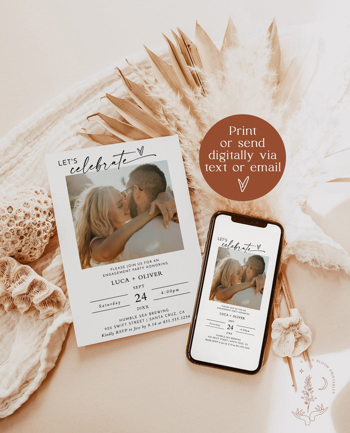 Engagement Party Invite Template | Minimalist Couples Shower Invite