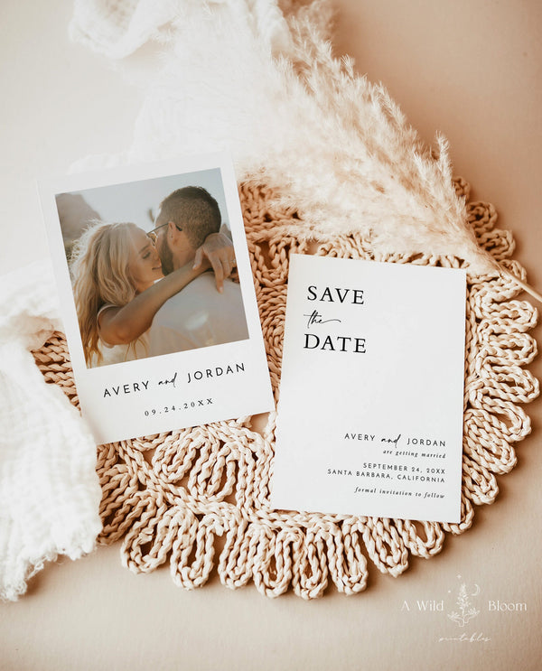 Photo Save the Date Invitation Template | Minimalist Save the Date | Modern Save the Date | Boho Save the Date Cards | Editable Template M5