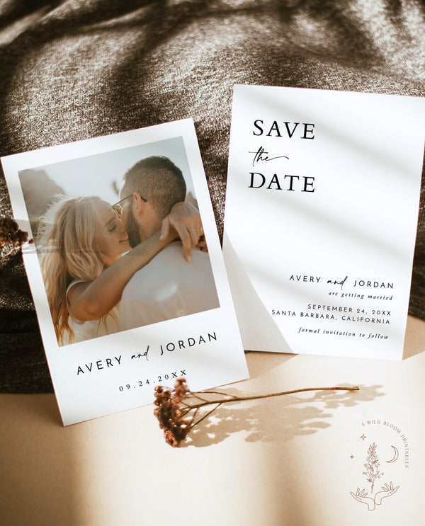 Photo Save the Date Invitation Template | Minimalist Save the Date | Modern Save the Date | Boho Save the Date Cards | Editable Template M5