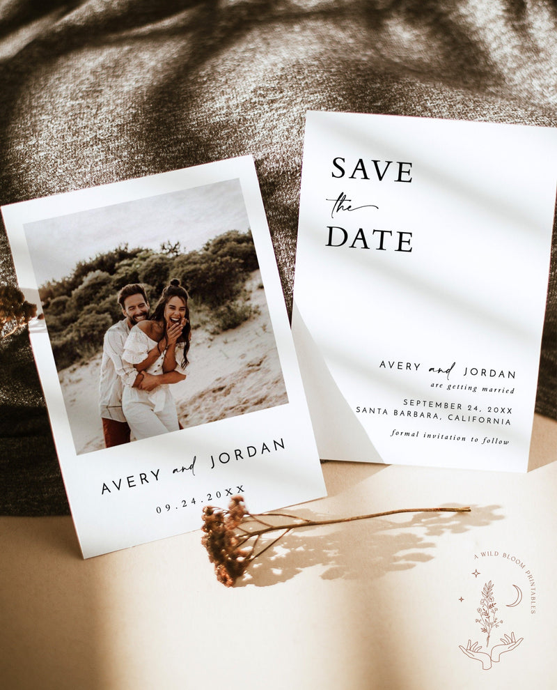 Photo Save the Date Invitation Template | Modern Save the Date | Minimalist Save the Date | Boho Save the Date Cards | Editable Template M5