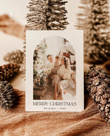 Photo Christmas Card Template | Boho Holiday Card | Minimalist Christmas Card | Arch Christmas Card | Merry Christmas | Editable Template M7