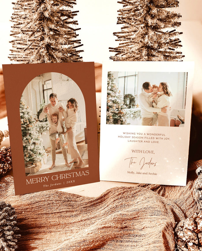Photo Christmas Card Template | Terracotta Christmas Card