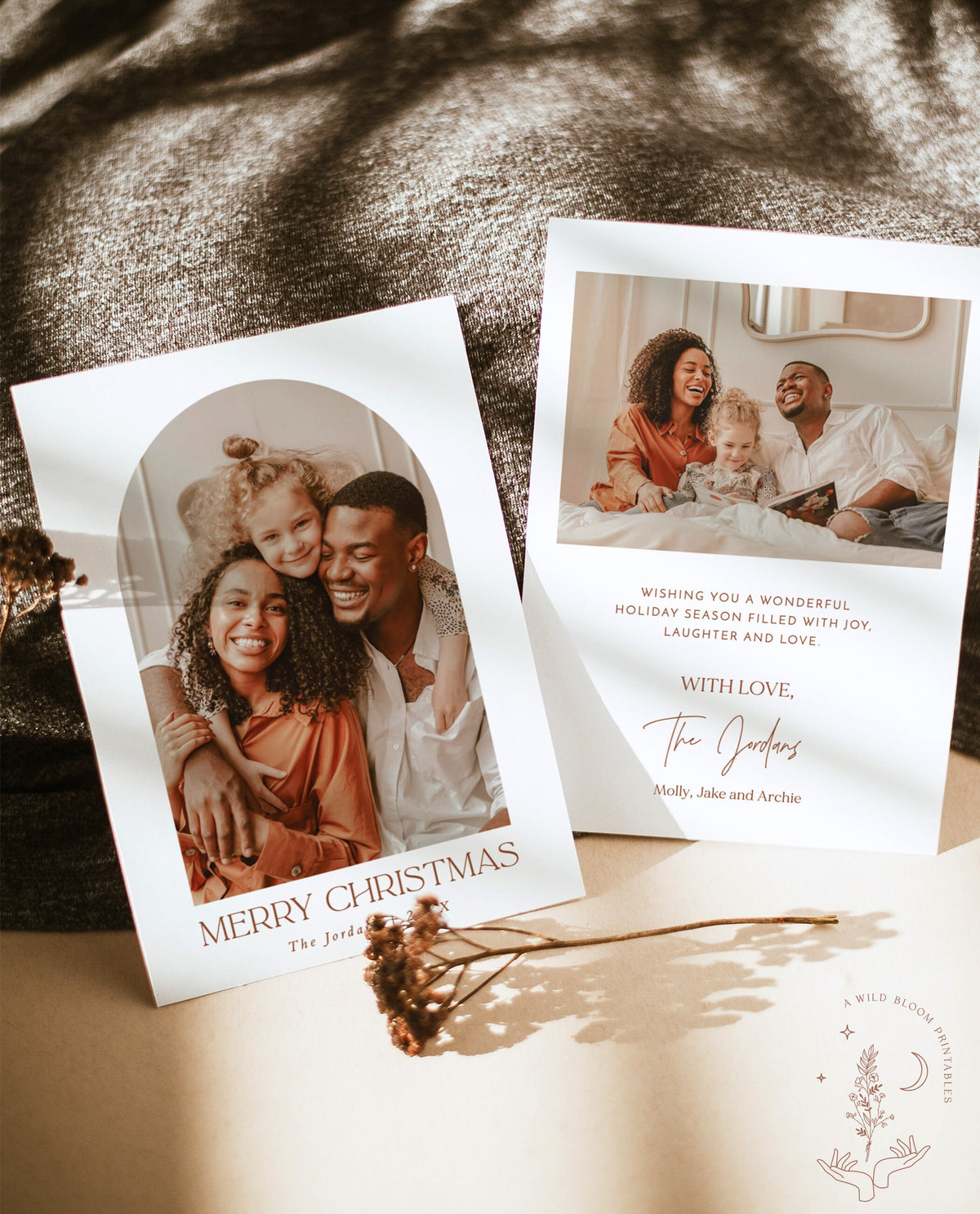 Photo Christmas Card Template | Terracotta Christmas Card