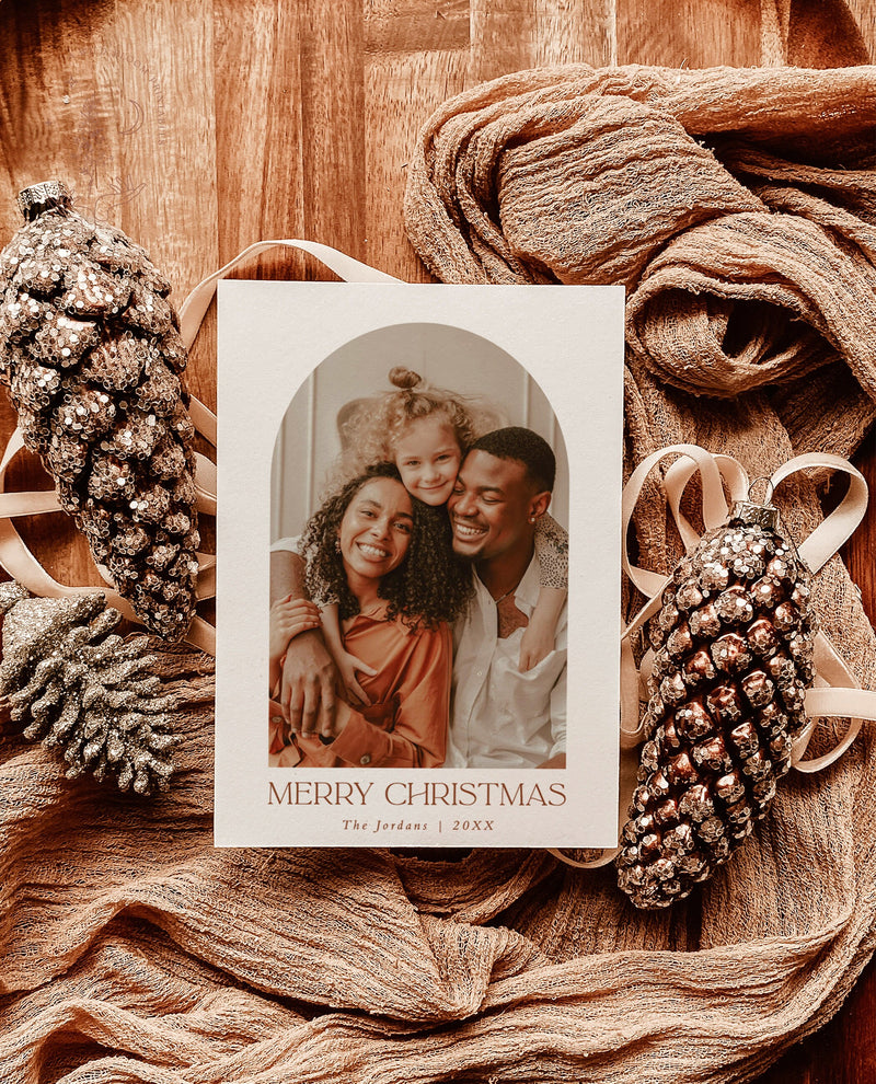 Photo Christmas Card Template | Terracotta Christmas Card | Boho Christmas Card | Merry Christmas | Boho Holiday Card | Editable Template M7