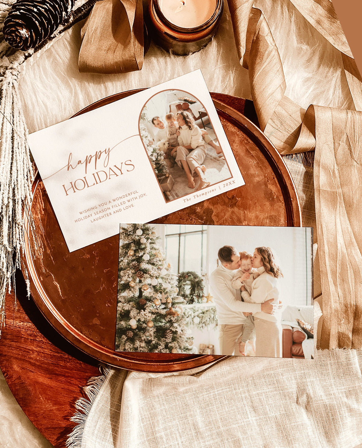 Photo Christmas Card Template | Boho Holiday Card