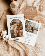 Pet Holiday Christmas Card Template | Arch Photo Minimalist Christmas Card