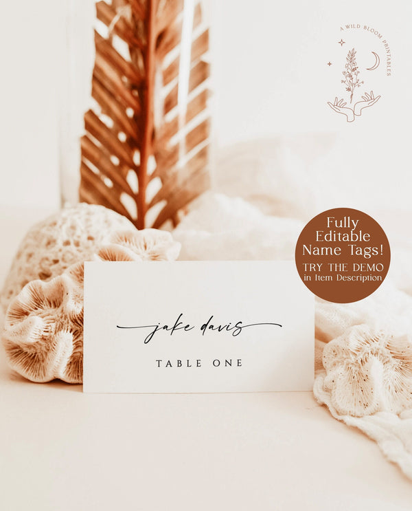 Modern Wedding Place Cards | Rustic Place Cards | Table Name Cards | Minimalist Wedding Place Cards | Escort Cards | Editable Template | M9