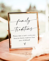 Family Traditions Sign & Card Template | Minimalist Baby Shower Sign