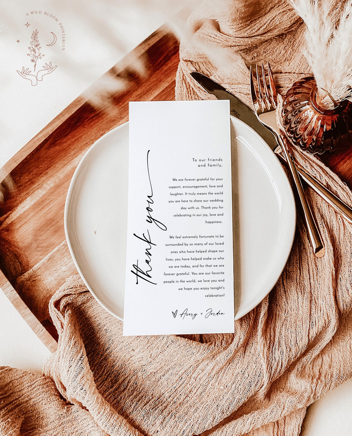 Modern Thank You Letter | Wedding Napkin Note