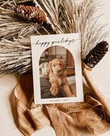Pet Holiday Christmas Card Template | Arch Photo Minimalist Christmas Card