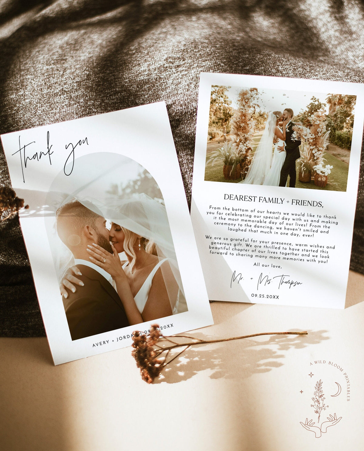 Modern Wedding Thank You Card | Minimalist Wedding Photo Thank You Card