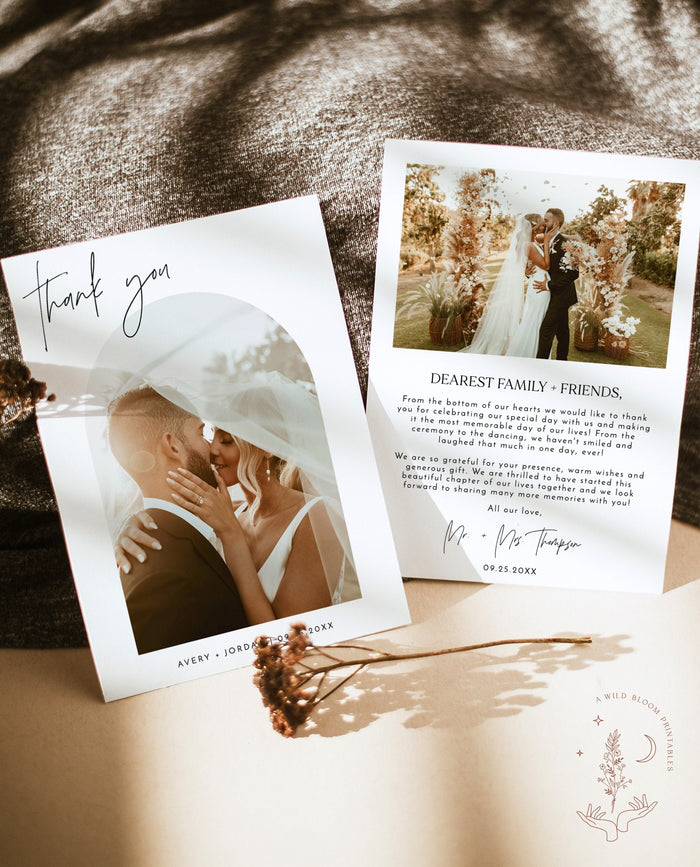 Modern Wedding Thank You Card | Minimalist Wedding Photo Thank You Card