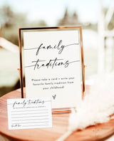 Family Traditions Sign & Card Template | Minimalist Baby Shower Sign