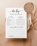 Minimalist Baby Predictions Card | Advice & Wishes for Parents Card