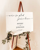 We're So Glad You're Here | Minimalist Wedding Welcome Sign