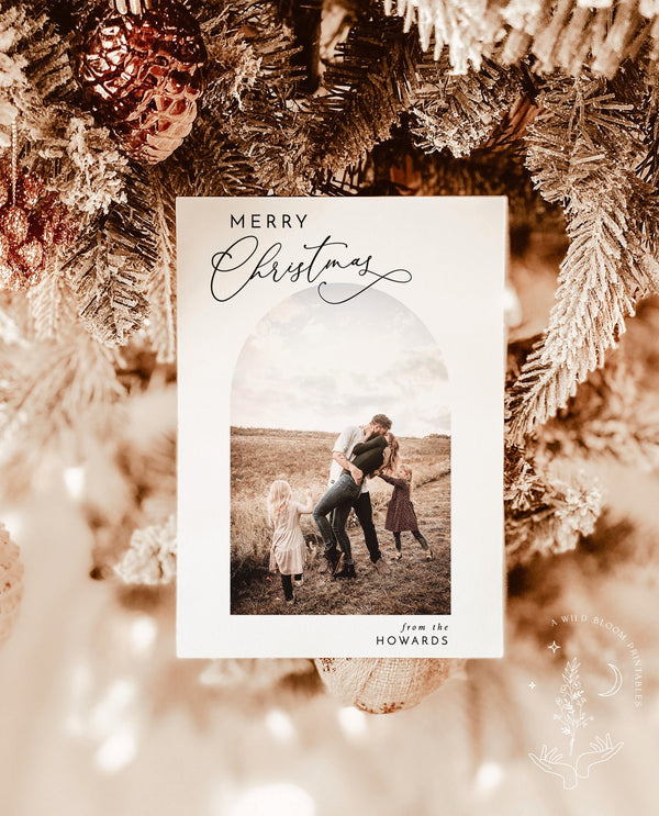 Christmas Card Template | Minimalist Christmas Card | Boho Holiday Card Template | Merry Christmas | Photo Christmas Card Template M7