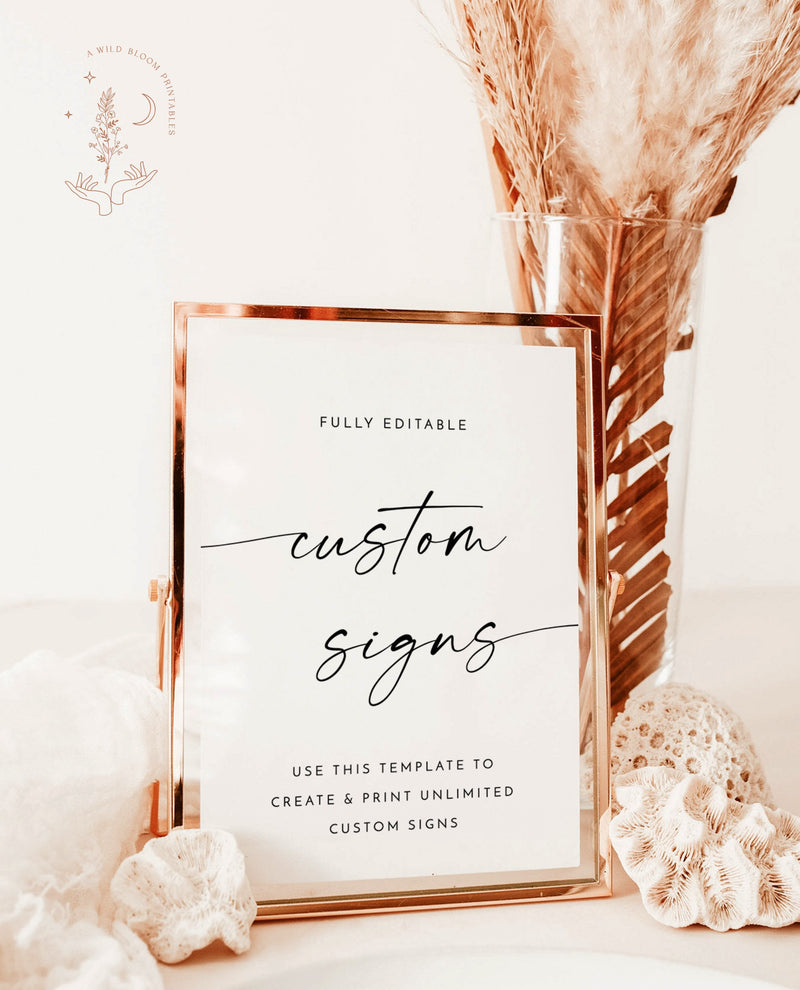 Custom Sign Template | Minimalist Wedding Sign | Customizable Wedding Signage | Minimalist Shower Sign | Modern Wedding Sign Template | M9