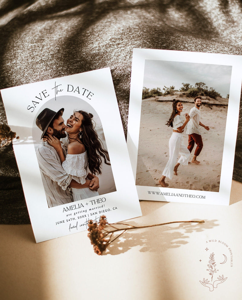 Photo Save the Date Template | Modern Save the Date | Minimalist Save the Dates | Boho Arch Save the Date Card | Editable Template | M7