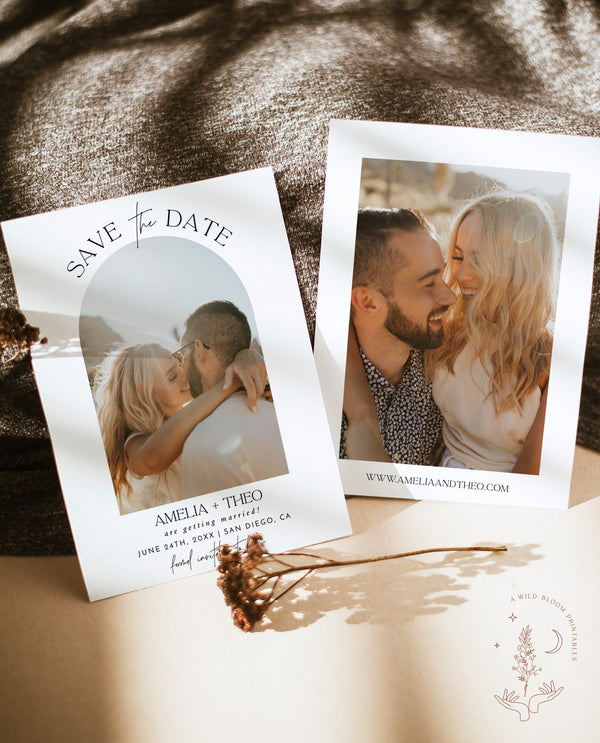 Photo Save the Date Template | Minimalist Save the Dates | Modern Save the Date | Boho Arch Save the Date Card | Editable Template | M7