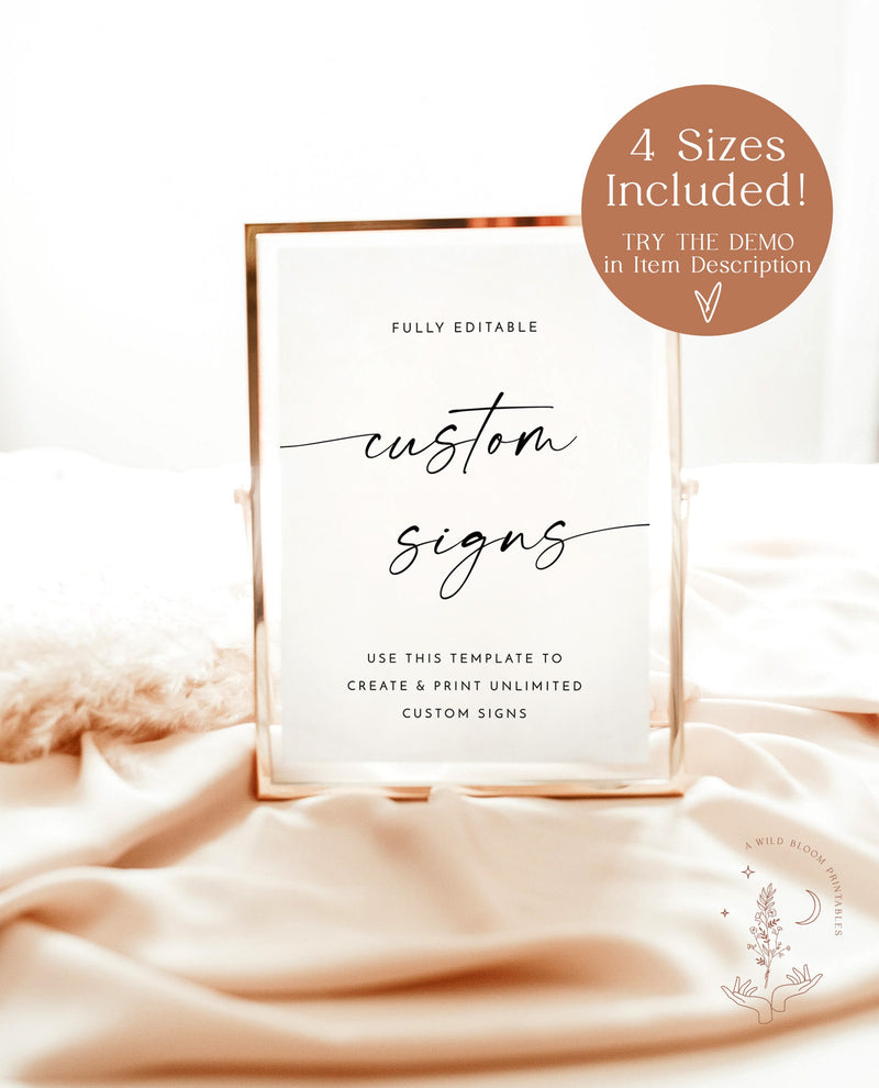 Custom Sign Template | Minimalist Wedding Sign | Customizable Wedding Signage | Minimalist Shower Sign | Modern Wedding Sign Template | M9