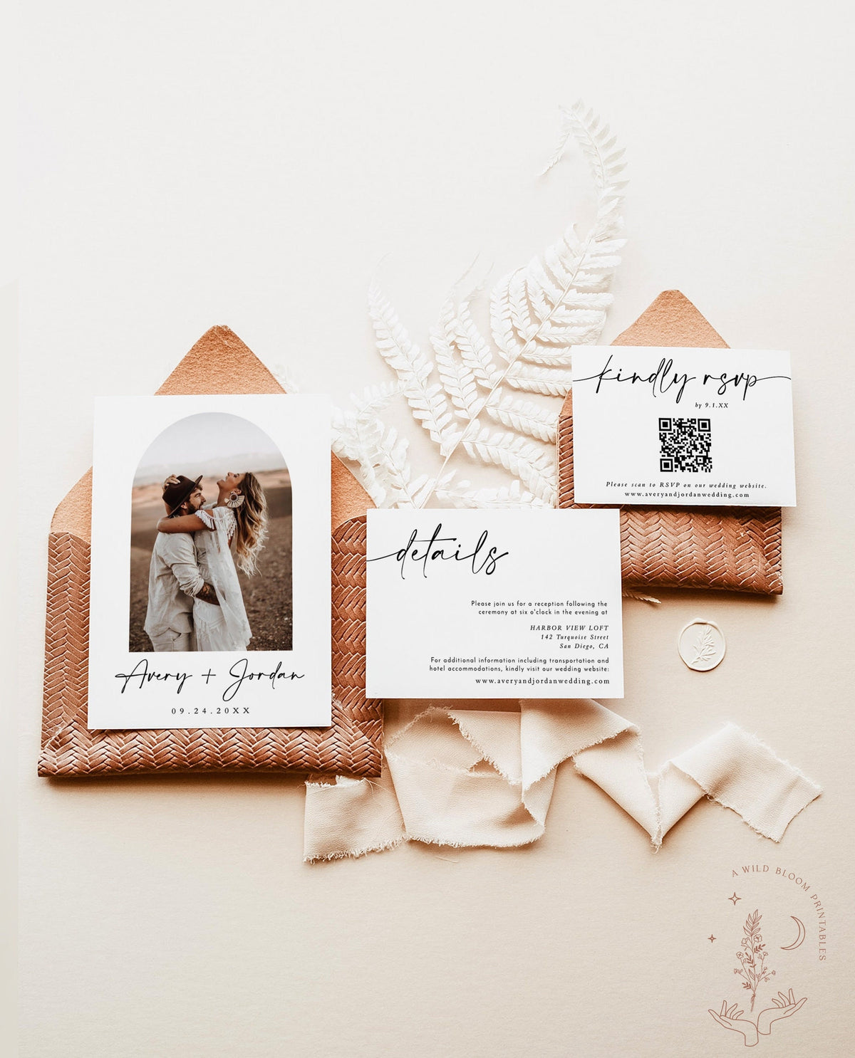 Minimalist Wedding Invitation Template | Modern Wedding Invite