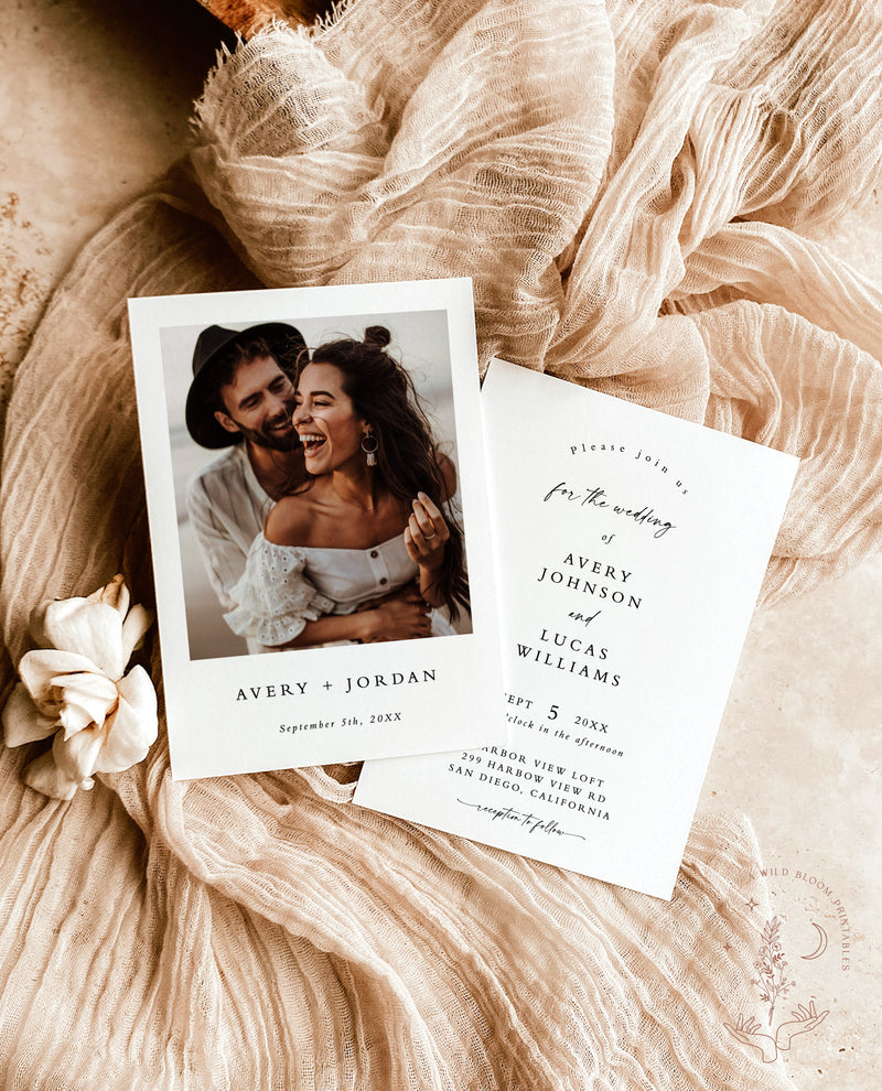 Minimalist Wedding Invitation Template | Editable Minimalist Wedding Invite | Modern Wedding Invite | Photo Wedding Invitation | M9