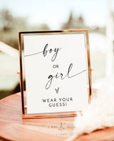 Boy or Girl Sign | Wear Your Guess Game | He or She What Will Baby Be Sign Template | Gender Guess Game | Gender Neutral Baby Shower | M9