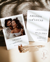 Minimalist Wedding Invitation Template | Boho Wedding Invitation |  Modern Wedding Invite | Photo Wedding Invitation | Editable Template M9