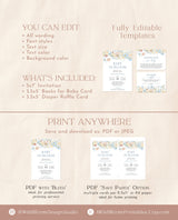 Baby in Bloom Baby Shower Invitation Template | Blue Floral Baby Shower