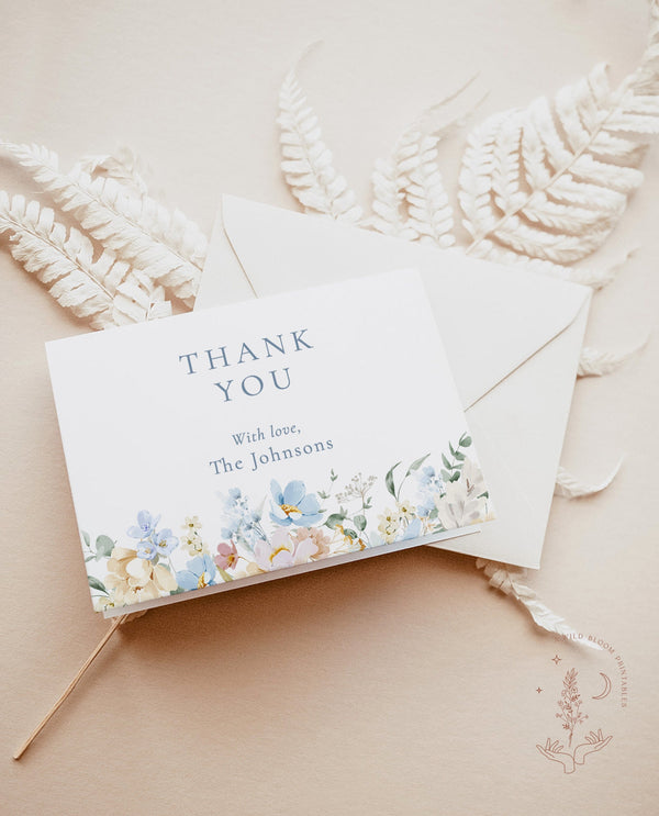 Floral Thank You Card Template | Bridal Shower Thank You Cards | Baby Shower Thank You Card | Tented Thank You Card | Editable Template | W8