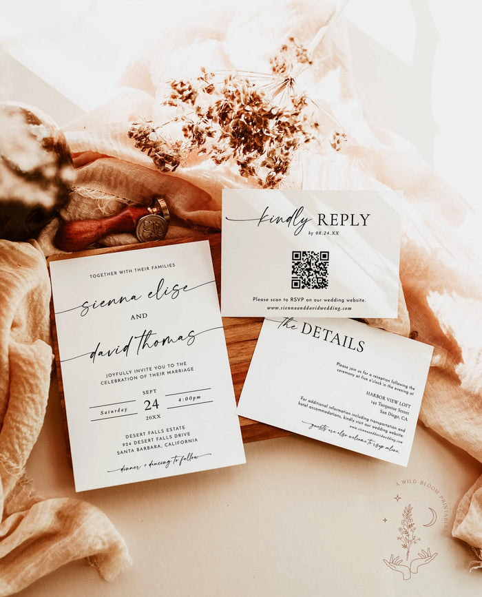 Minimalist Wedding Invitation Template | Modern Wedding Invite
