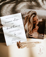 Minimalist Wedding Invitation Template | Modern Wedding Invite | Boho Wedding Invitation | Photo Wedding Invitation | Editable Template M9