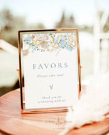 Floral Favors Sign Template | Modern Floral Favors Sign | Wedding Favors Sign | Boho Bridal Shower Favors Sign | Boy Baby Shower Sign | W8