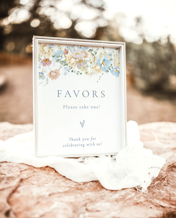 Floral Favors Sign Template | Modern Floral Favors Sign | Wedding Favors Sign | Boho Bridal Shower Favors Sign | Boy Baby Shower Sign | W8