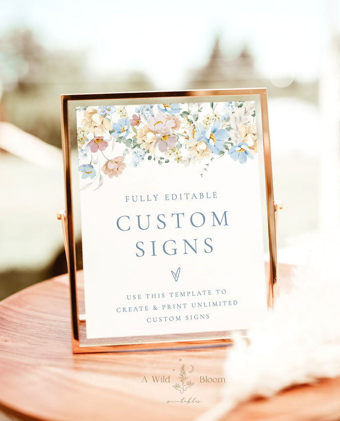 Floral Custom Sign Template | Wildflower Bridal Shower Sign