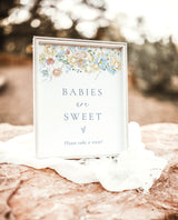 Babies are Sweet Please Take A Treat | Modern Floral Babies are Sweet Sign | Wildflower Dessert Table Sign | Boy Baby Shower Sign | W8