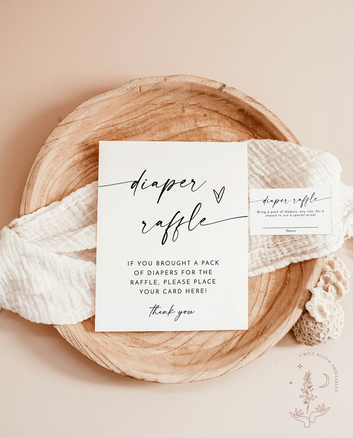 Diaper Raffle Sign Template | Minimalist Baby Shower Sign