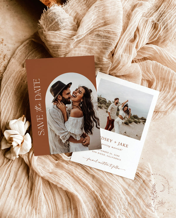 Photo Save the Date Template | Modern Save the Date Template | Minimal Save the Date | Boho Arch Save the Date Card | Editable Template | D1