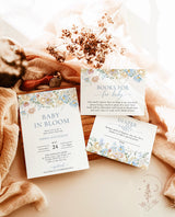 Baby in Bloom Baby Shower Invitation Template | Blue Floral Baby Shower