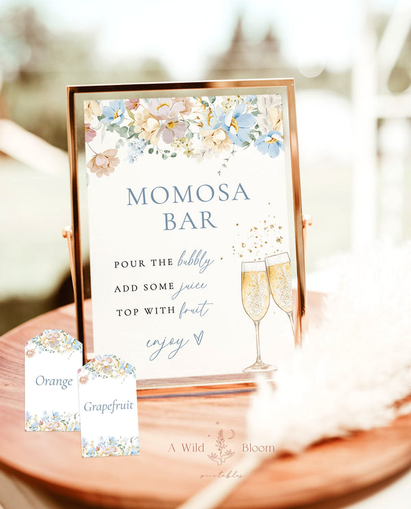 Momosa Bar Sign | Modern Floral Mimosa Bar Sign | Baby Shower Mimosa Bar | Mimosa Juice Tags | Mimosa Juice Labels | Floral Baby Shower | W8