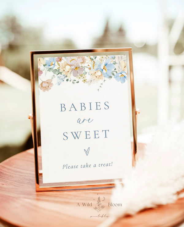 Babies are Sweet Please Take A Treat | Modern Floral Babies are Sweet Sign | Wildflower Dessert Table Sign | Boy Baby Shower Sign | W8