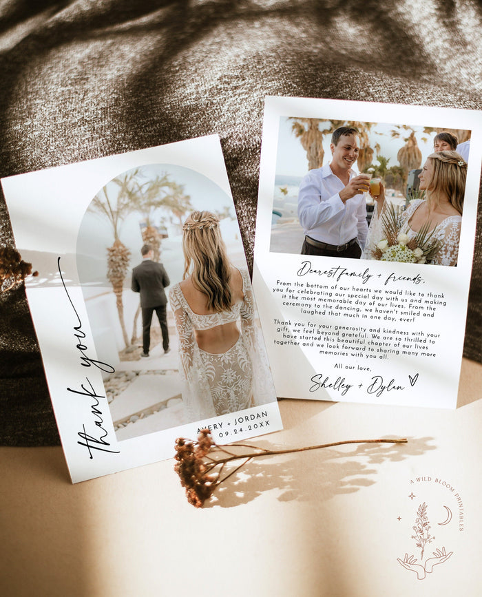 Modern Wedding Photo Thank You Card | Minimalist Wedding Thank You Card