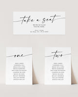 Table Seating Chart Template | Minimalist Wedding Seating Cards
