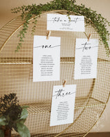 Table Seating Chart Template | Minimalist Wedding Seating Cards